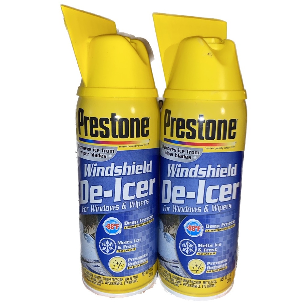 Prestone Windshield De-Icer for Windows & Wipers 11 oz 2 PACK